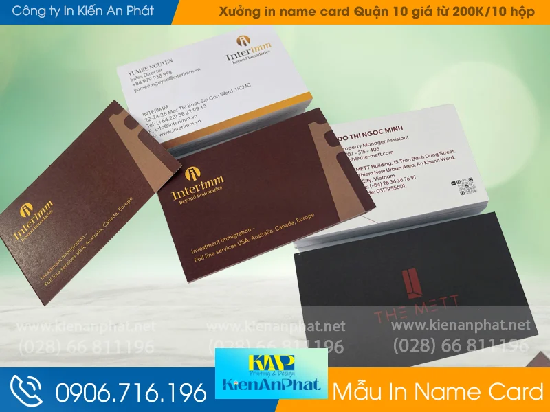 Xưởng in name card quận 10 giá từ 200K/10 hộp